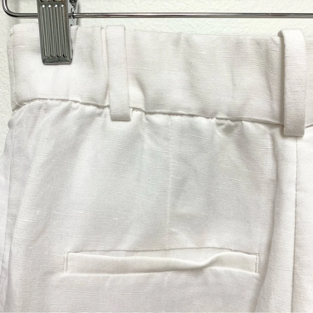 H&M Linen Blend Pleated‎ Tapered Trouser Pants Size 0 White Ankle Length NWT
